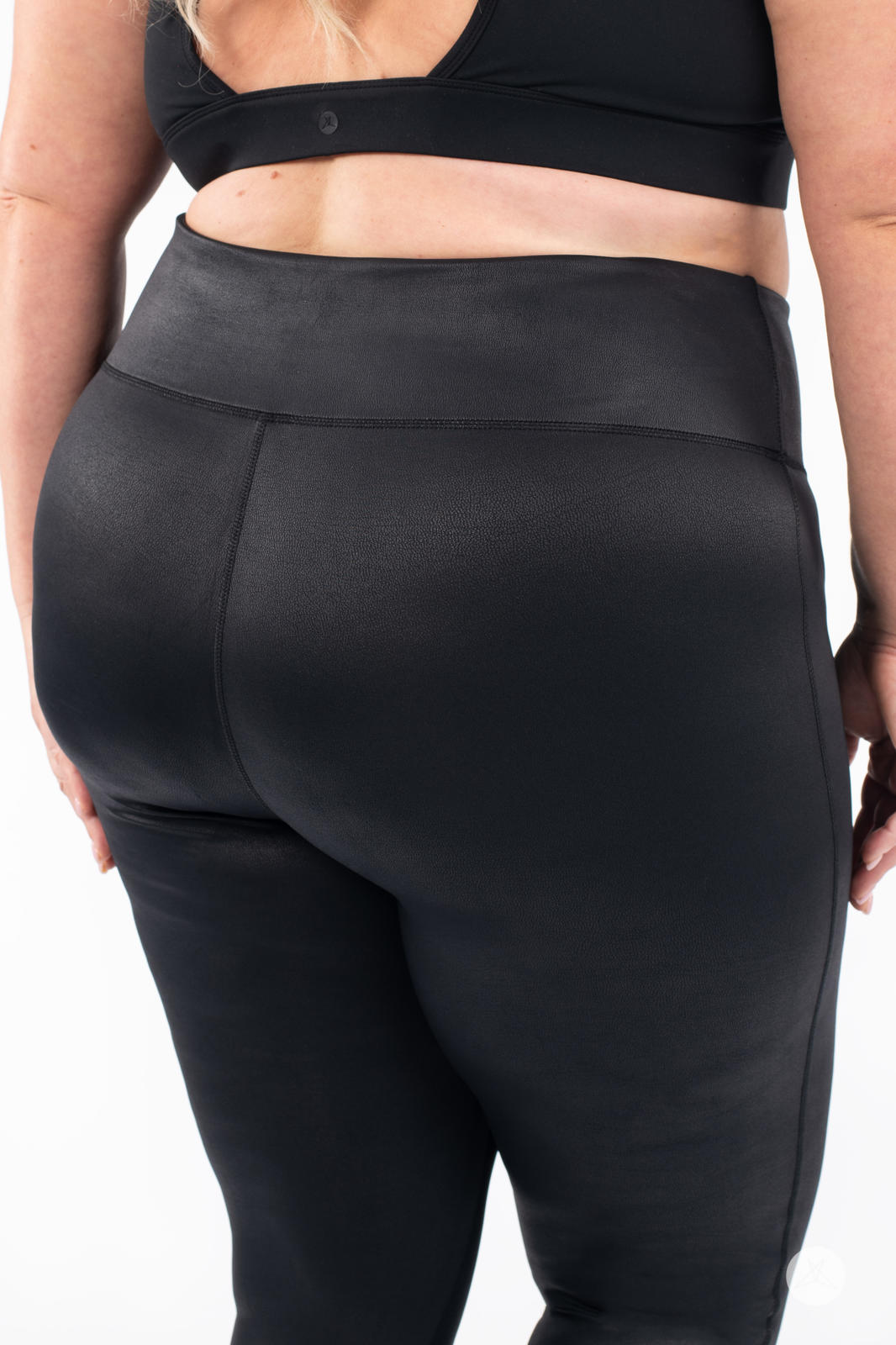 Plus Size Black Faux Suede Stretch High Waisted Leggings