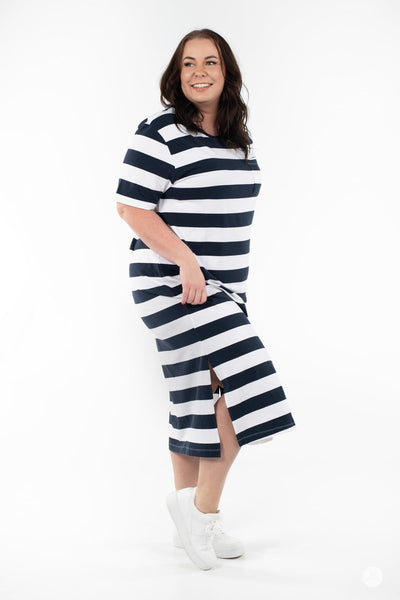 Striped Pocket Tee Maxi Dress - VIP 30% Off