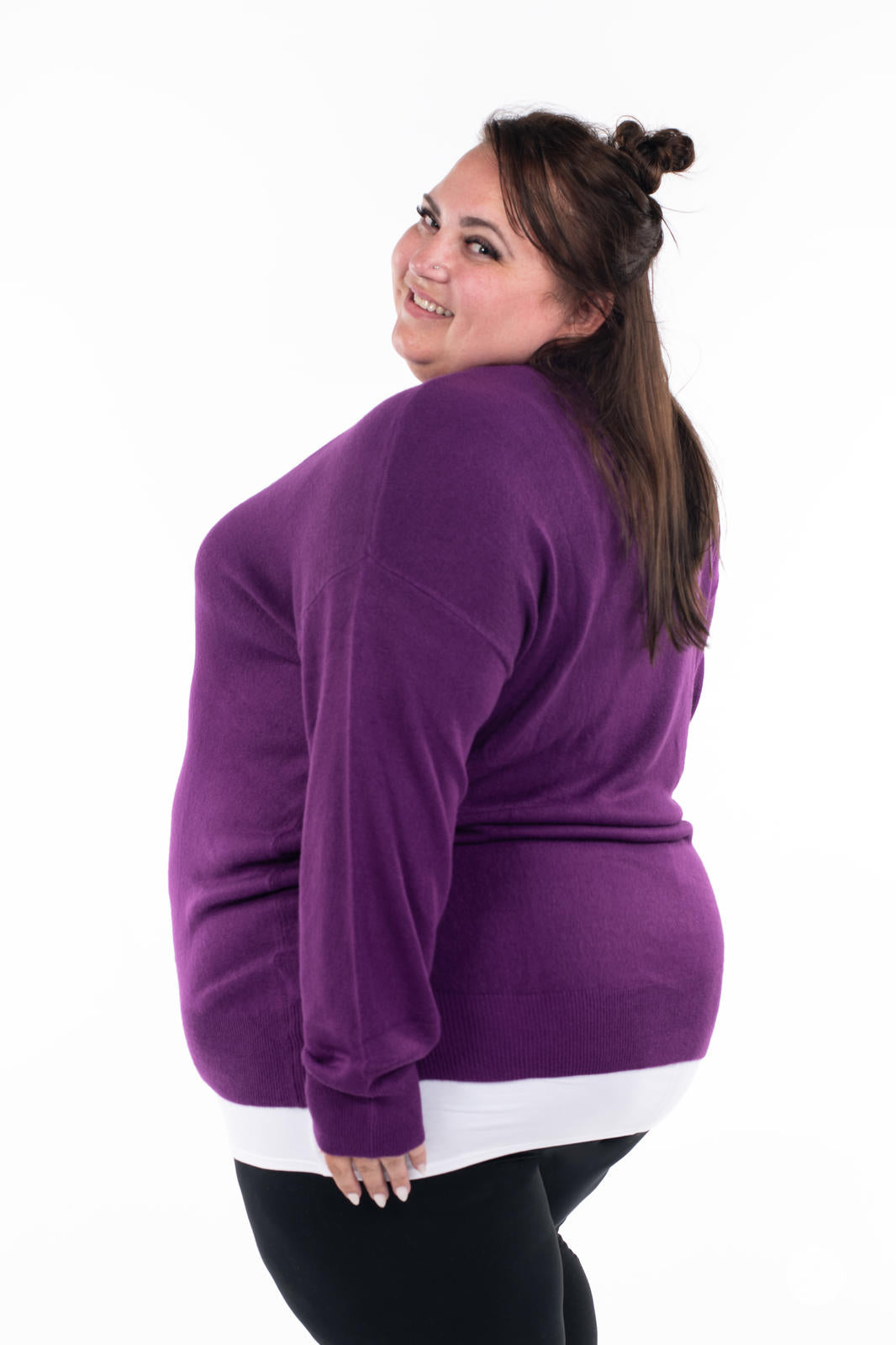 V-Neck Sweater Purple Women's Plus Size 1x 2x 3x – AphroditiesCurves