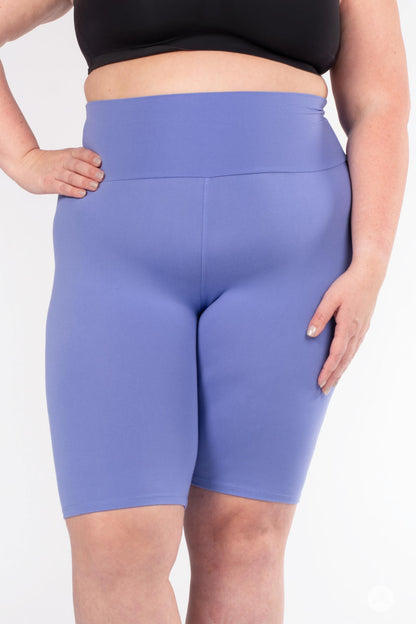 Periwinkle Blue High-Waisted Biker Shorts