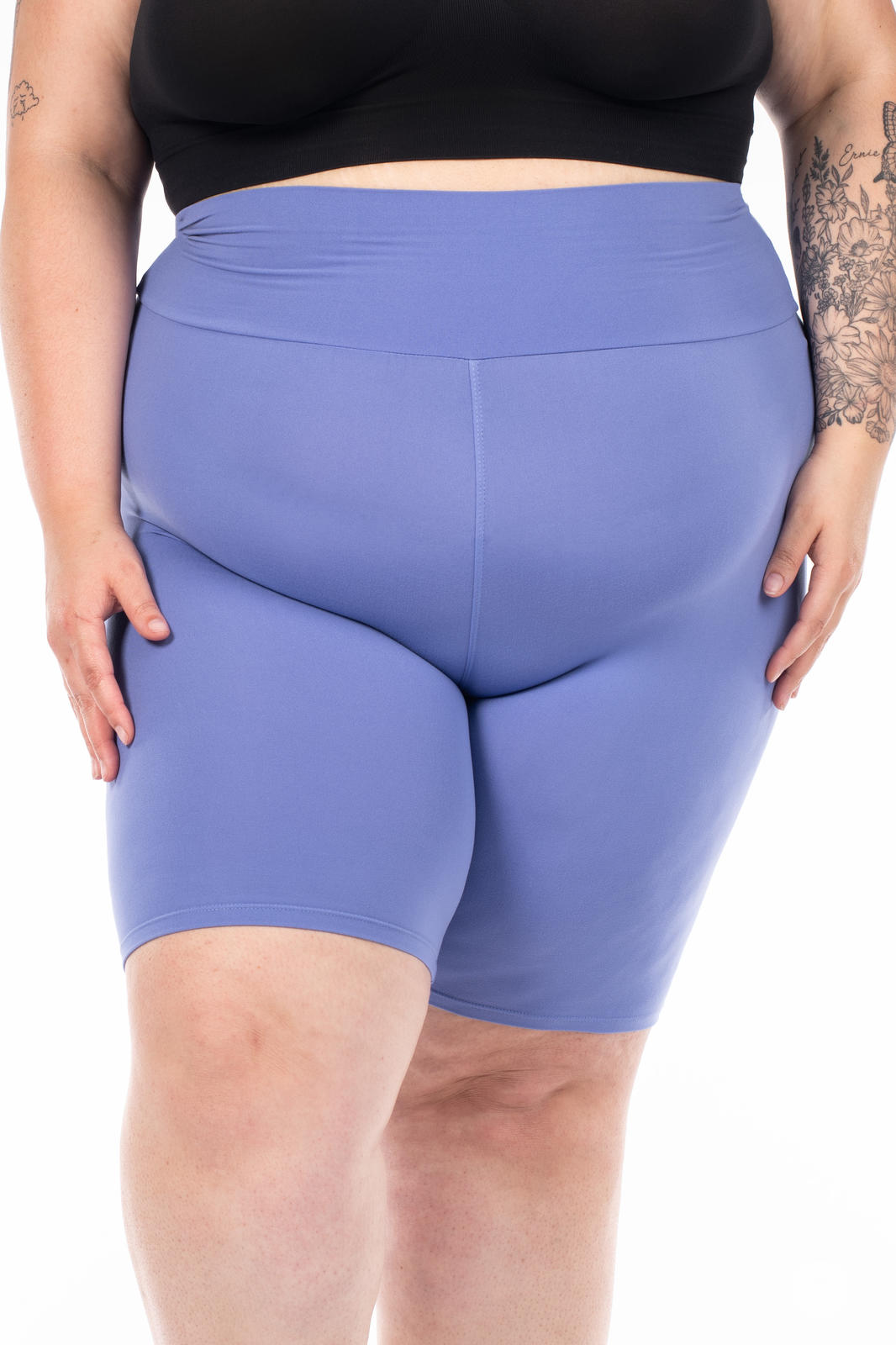 Periwinkle Blue High-Waisted Biker Shorts