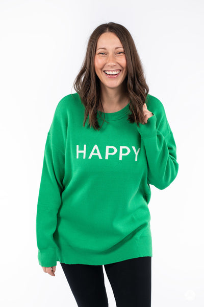 Happy Crew Neck Sweater - Buy More Save More Exclusions