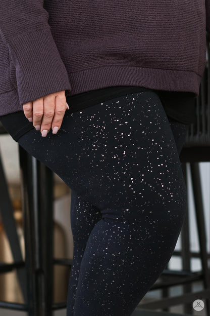 Silver Sparkle High-Waisted Leggings