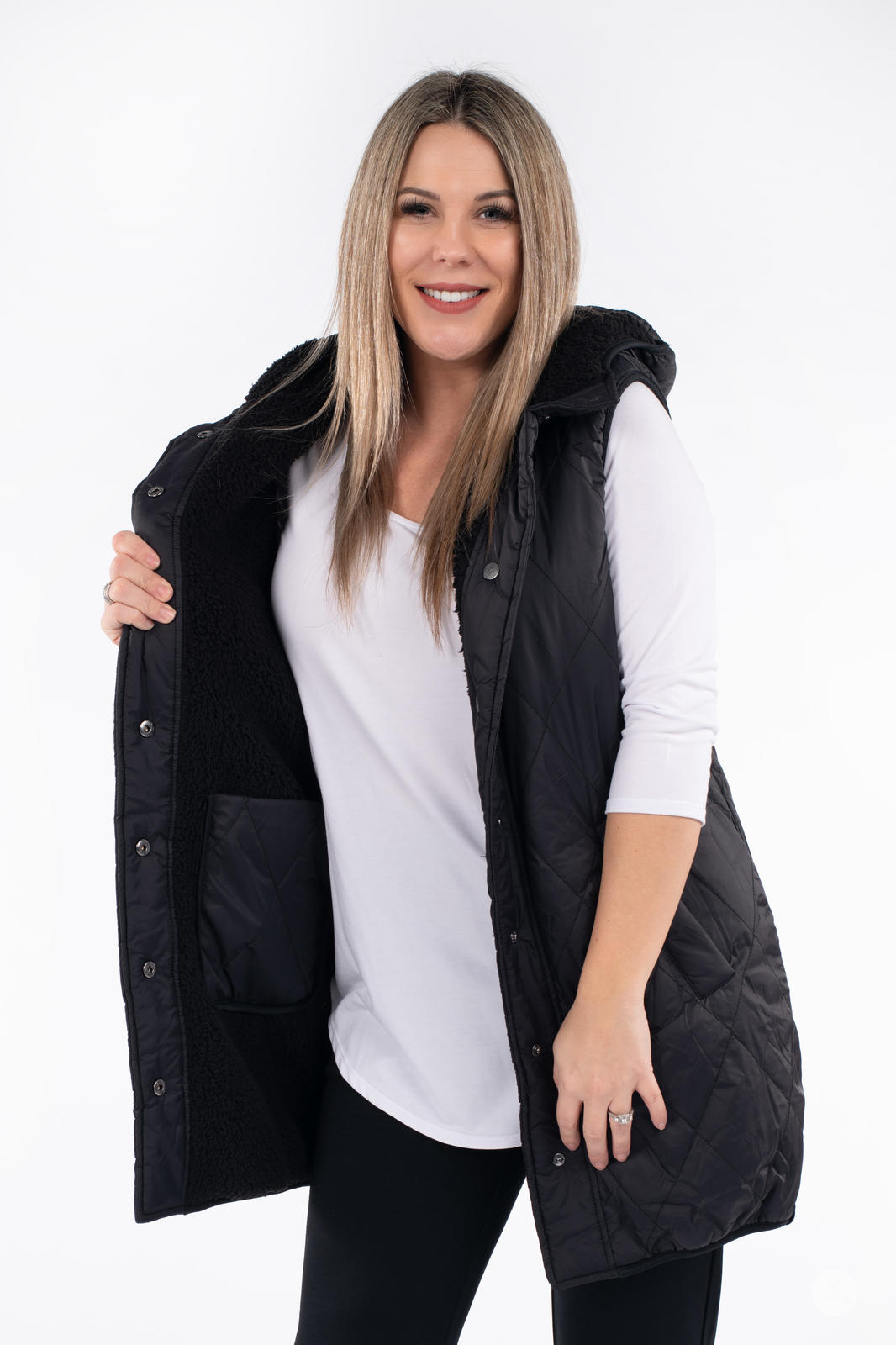 Reversible Quilted Sherpa Vest