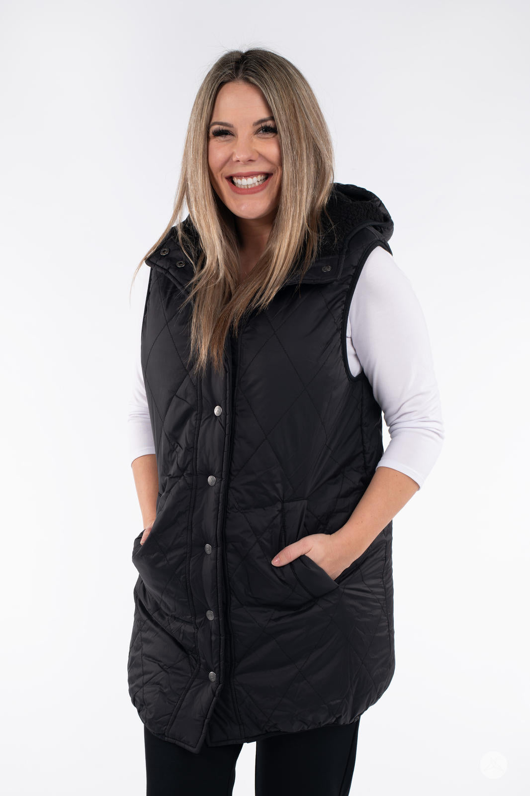 Reversible Quilted Sherpa Vest