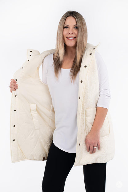 Reversible Quilted Sherpa Vest