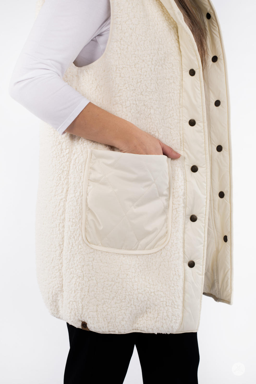 Reversible Quilted Sherpa Vest