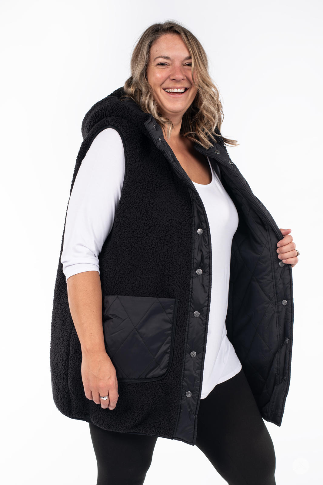 Reversible Quilted Sherpa Vest