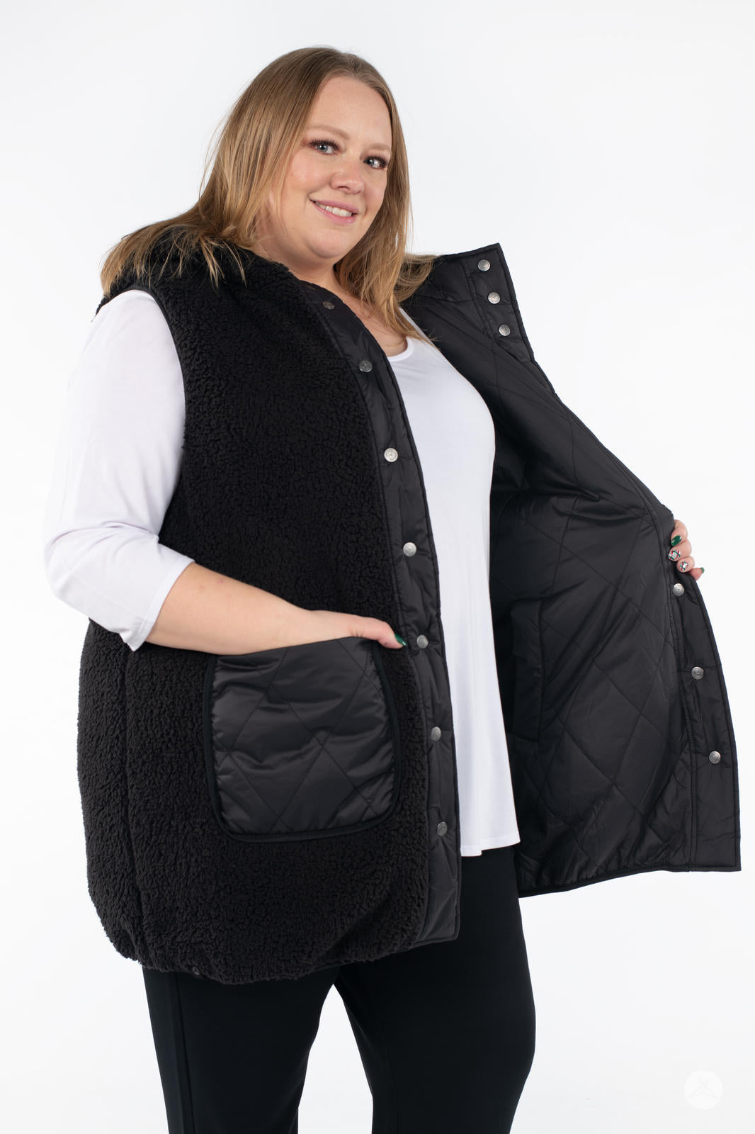 Reversible Quilted Sherpa Vest