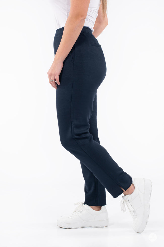 Clara straight black trousers - Black jersey trousers