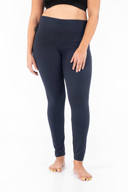 Navy Wide Waistband Leggings