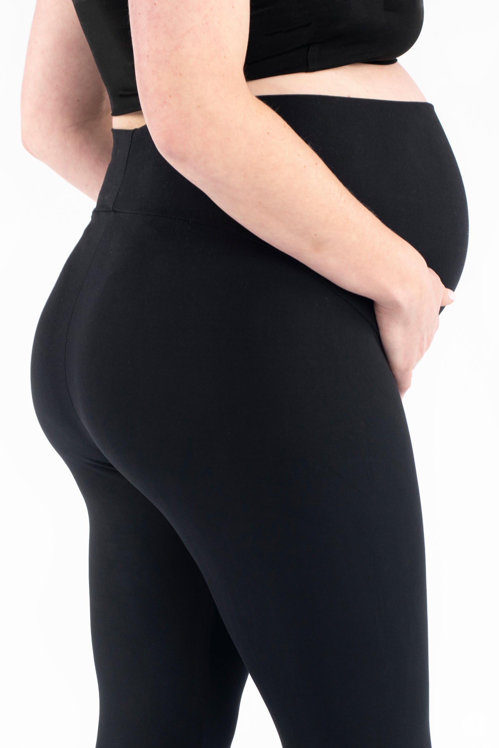 Maternity Black Snatched Ribbed Leggings