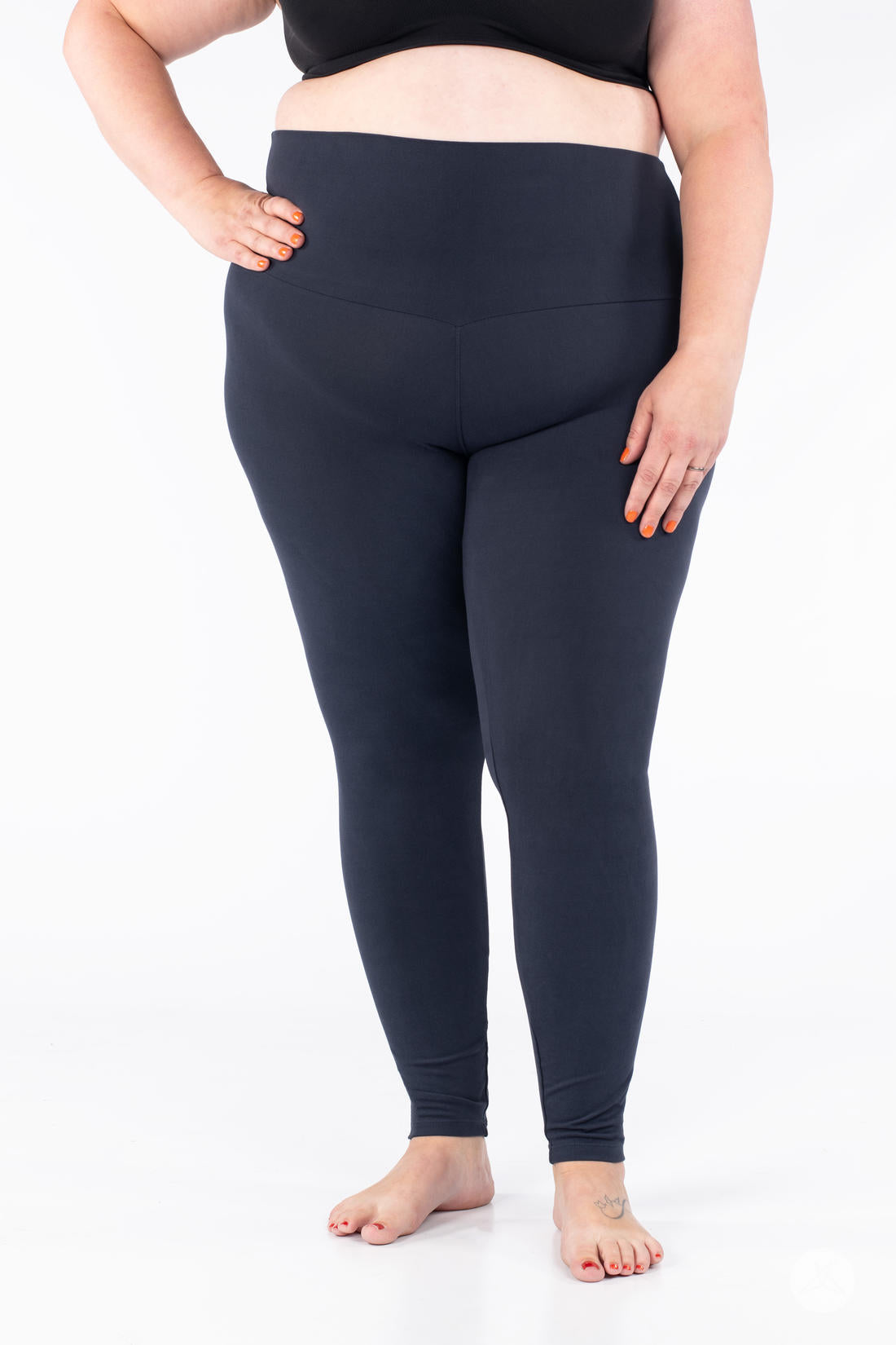 Navy Wide Waistband Leggings