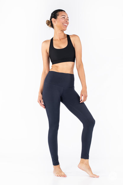 Navy Wide Waistband Leggings