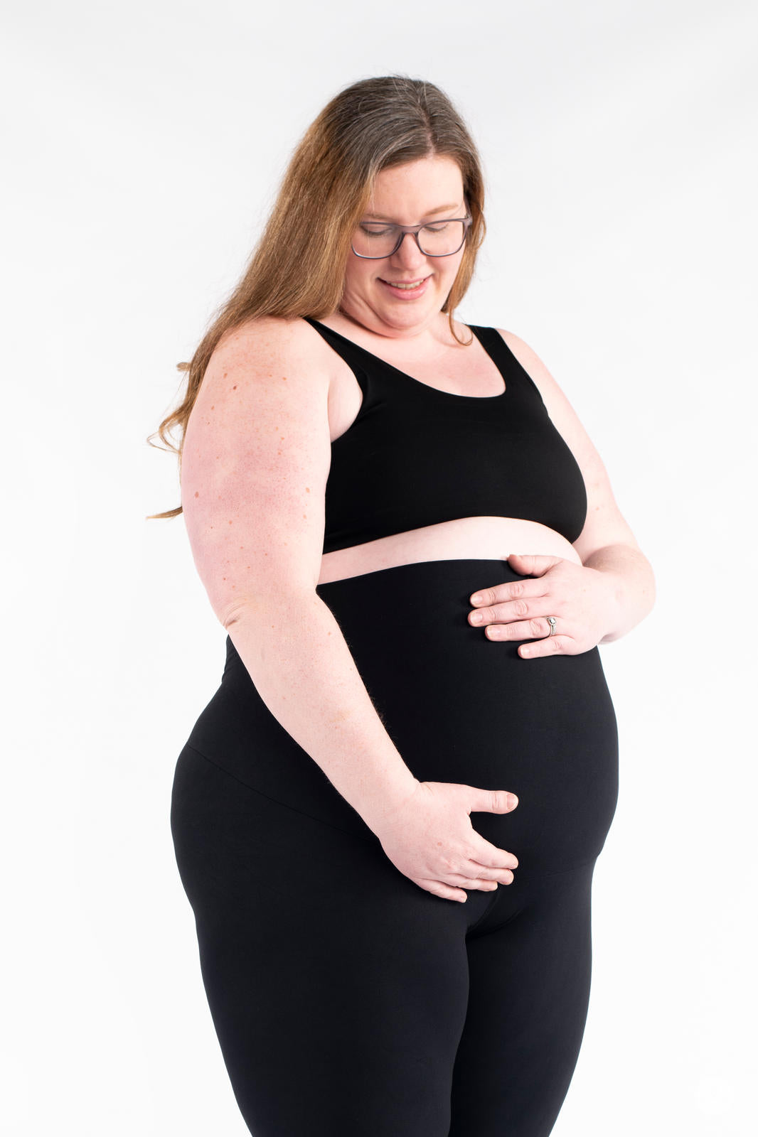 Leggings Depot Women's Maternity Size Large Black Over The Belly