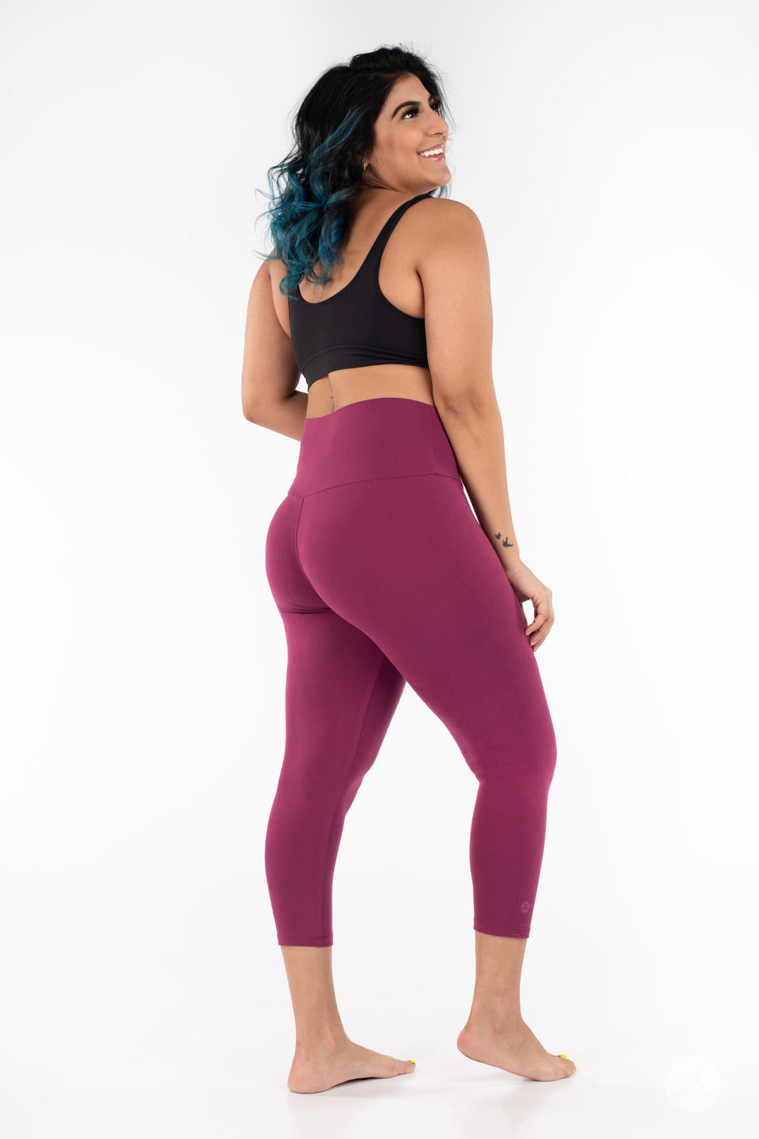 Raspberry Wide Waistband Crops