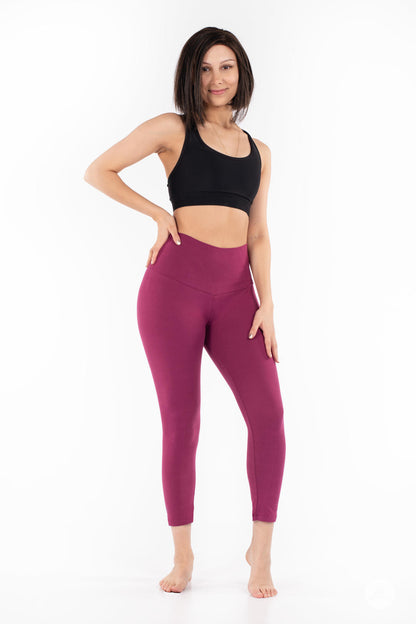 Raspberry Wide Waistband Crops